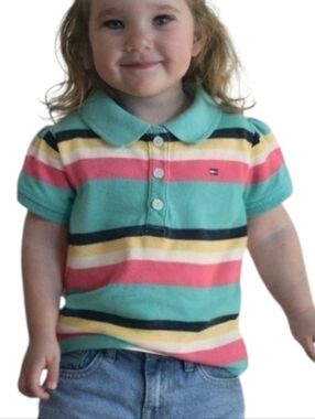 Tommy Hilfiger Girls Cap Sleeve Stripe Polo
